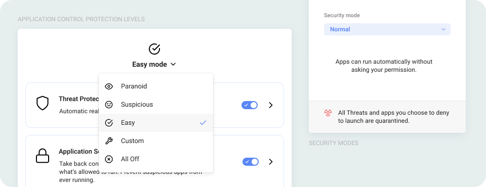 Application Control Protection Levels