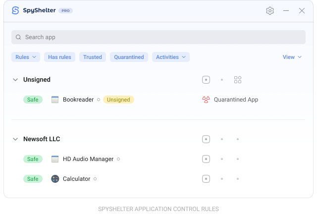 Application Control Rules Interface Example