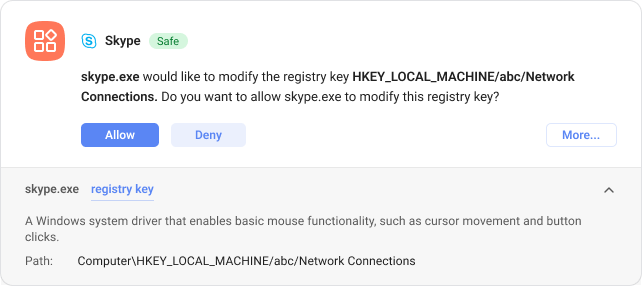 Registry Changes Application Behavior Control